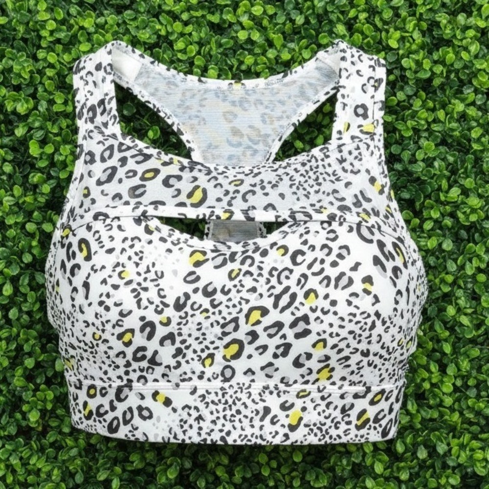 Cycle House Marika Womens Cheetah Print Sports Bra White Neon GLB0989A Size M